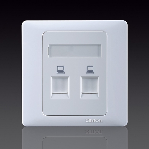 50S- Bộ 2 ổ cắm dữ liệu chuẩn RJ45 Cat.6e Simon 55228S Màu trắng
