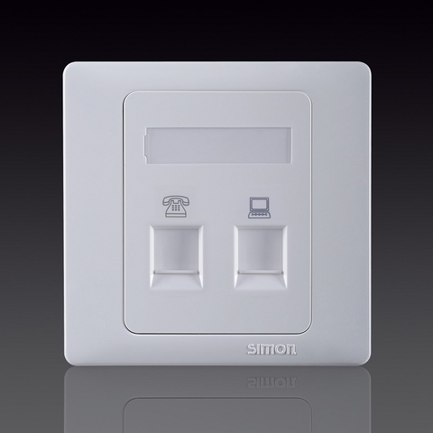 50S- Bộ ổ cắm điện thoại chuẩn RJ11và ổ cắm dữ lieu chuẩn RJ45 CAT.6e sIMON 55229S Màu trắng