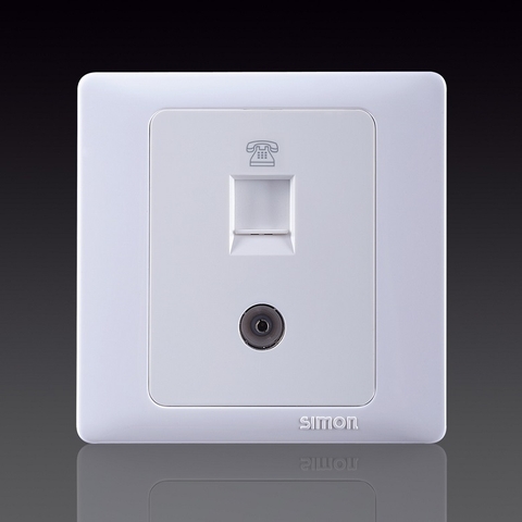 50S- Bộ ổ cắm TV+ Ổ ĐIỆN THOẠI Simon 55301 Màu trắng