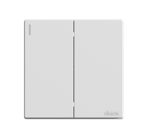 Module Công tắc đôi 1 chiều màu trắng Simon Series S6 581021 lắp chuẩn đế vuông