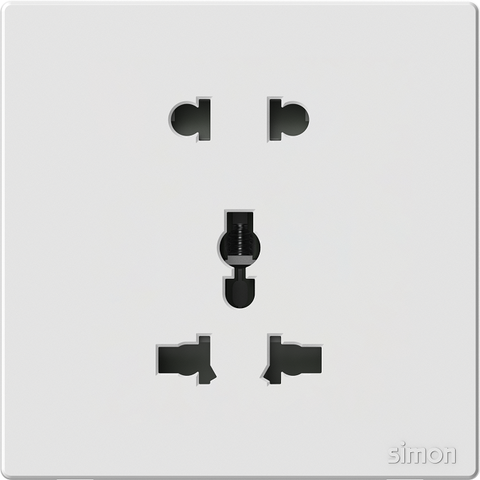 Module Ổ cắm 3 chấu đa năng và 2 chấu màu trắng Simon S6 581080V đế vuông