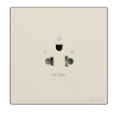 Ổ cắm đơn 3 chấu chuẩn Âu Mỹ màu sâm panh Simon S6 581087-46 lắp chuẩn đế vuông