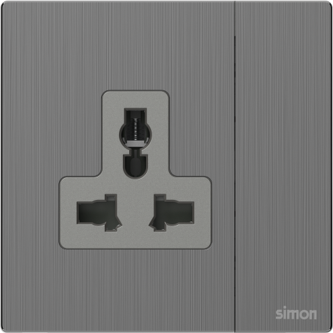 M7 Metal- Bộ ổ cắm 3 chấu đa năng + công tắc (13A 250V) (Brushed Grey) Simon 661089M-2B