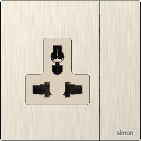 M7 Metal- Bộ ổ cắm 3 chấu đa năng + công tắc (13A 250V) (Satin Gold) Simon 661089M-2C