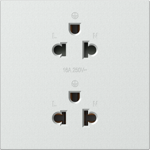 Module Ổ cắm đôi 3 chấu chuẩn Âu Mỹ màu Bạc Simon M7 661287-6R đế vuông