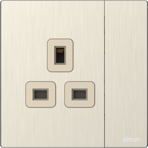 M7 Metal- Bộ ổ cắm kiểu anh 13A (Satin Gold) Simon 661382M-2C