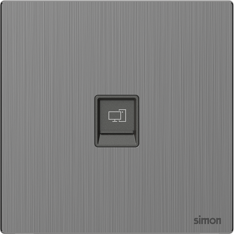 M7 Metal- Bộ ổ cắm mạng Cat6 đơn (Brushed Grey) Simon 665218M-2B