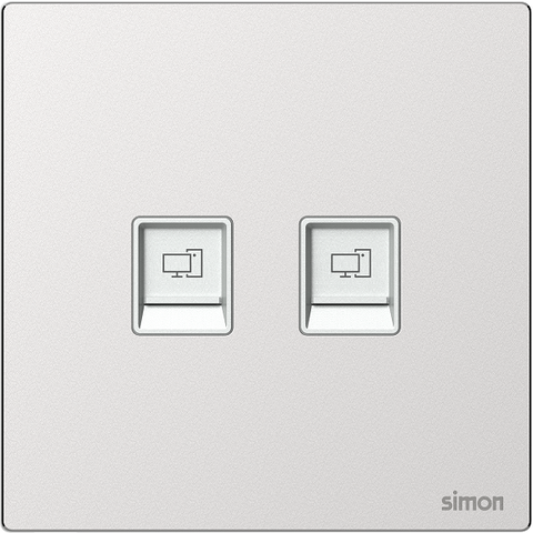 M7 Metal- Bộ ổ cắm mạng Cat6 đôi (Frosted Sliver) Simon 665228M-2A