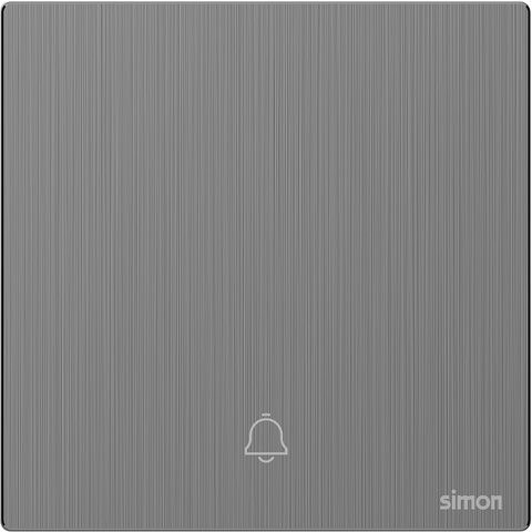 Bộ nút bấm chuông cửa màu xám mặt kim loại Simon M7 666301M-2B lắp đế vuông