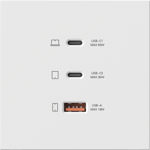 Module Ổ sạc USB(5V 2.4A)+TYPE-C(65W) Simon M7 66E722 Màu Trắng