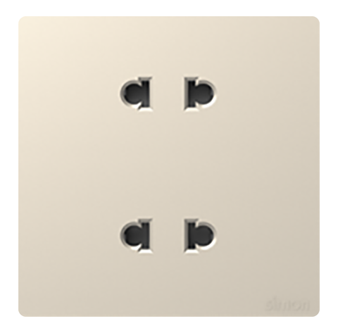 Ổ cắm đôi 2 chấu Simon K3 571072-46 Màu sâm panh lắp chuẩn đế vuông