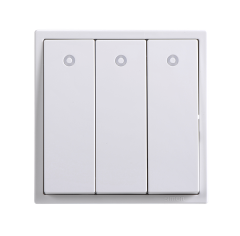 Công tắc ba 2 chiều màu trắng có đèn LED Simon I7 701034 lắp đế vuông
