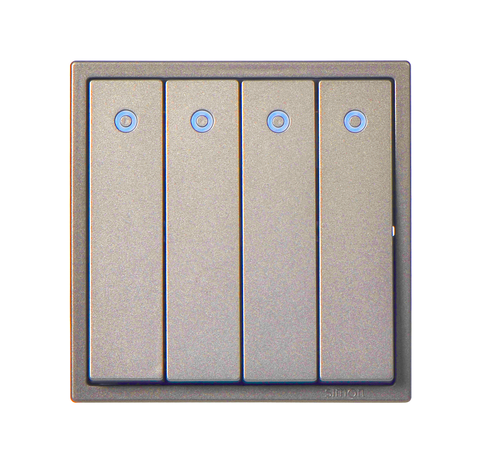 Công tắc bốn 1 chiều có đèn LED Simon I7 701043-46 Màu sâm panh lắp đế vuông