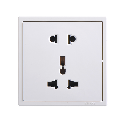 Module Ổ cắm đôi 3 chấu đa năg kèm ổ cắm 2 chấu màu trắng Simon I7 701080