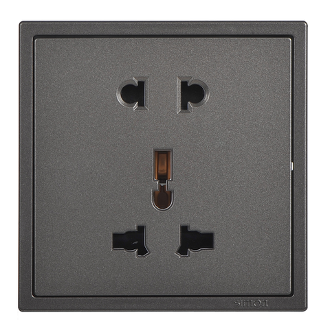 Ổ cắm 3 chấu đa tiêu chuẩn và ổ cắm 2 chấu màu xám Simon I7 701080-61