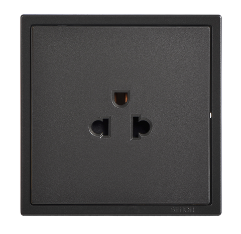 Ổ cắm đơn 3 chấu chuẩn Âu - Mỹ 16A Simon I7 701087-61 màu xám