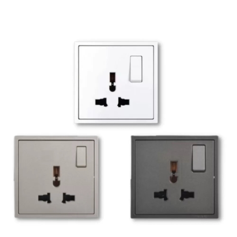 Module Ổ cắm đơn đa năng kèm Công tắc bật tắt ổ cắm màu trắng Simon I7 701089