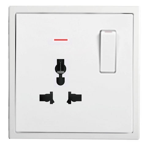 Module Ổ cắm đơn đa năng kèm Công tắc bật tắt ổ cắm màu trắng Simon I7 701089