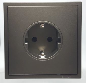 Ổ cắm Schuko có tiếp địa simon I7 701687-61 màu xám