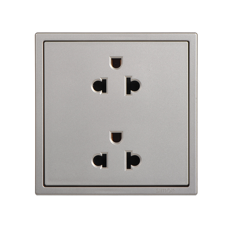 Module Ổ cắm đôi 3 chấu thường chuẩn Âu Mỹ 16A/220V màu sâm panh Simon I7 711287-46