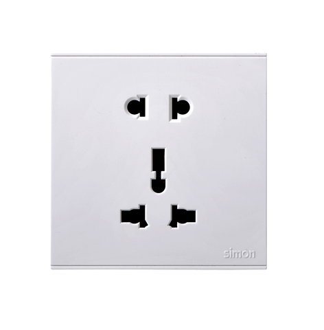 E6- Bộ Ổ cắm 3 chấu đa tiêu chuẩn 10A và ổ cắm 2 chấu dùng cho chấu tròn và dẹt (Grey) Simon 721080-61