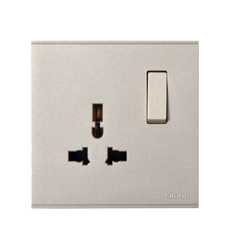 E6- Bộ Ổ cắm đơn đa tiêu chuẩn 10A kèm công tắc (Champagne) Simon 721089-46