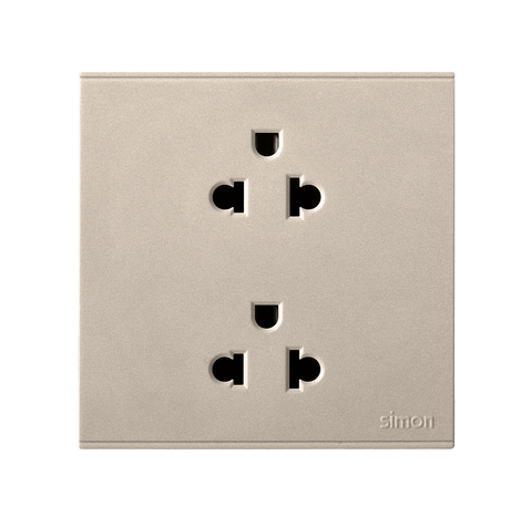 E6- Bộ Ổ cắm đôi chuẩn Âu-Mỹ 16A (Champagne) Simon 721287-46 Màu sâm panh