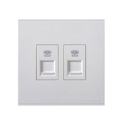 E6- Bộ ổ cắm điện thoại đôi Simon 725224 Màu trắng