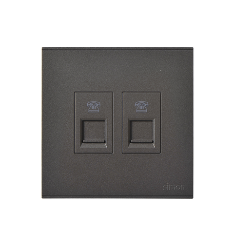 E6- Bộ ổ cắm điện thoại đôi (Grey) Simon 725224-61 Màu xám