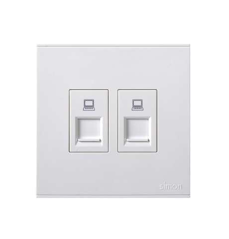 E6- Bộ ổ cắm dữ liệu đôi Cat6e Simon 725228 Màu trắng