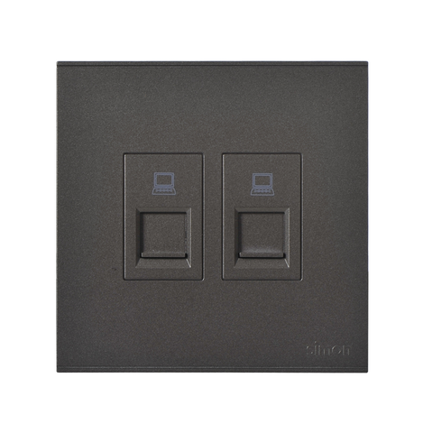 E6- Bộ ổ cắm dữ liệu đôi Cat6e (Grey) Simon 725228-61 Màu xám