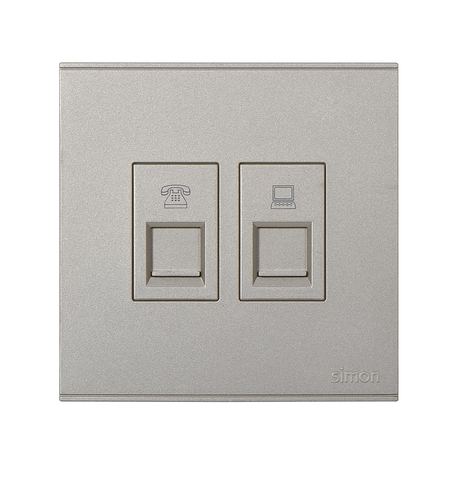 E6- Bộ ổ cắm điện thoại và dữ liệu Cat6e (Champagne) Simon 725229-46 Màu sâm panh