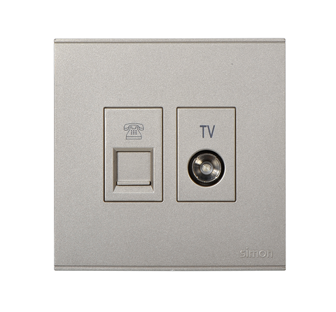 E6- Bộ ổ cắm TV và điện thoại (Champagne) Simon  725301-46 Màu sâm panh