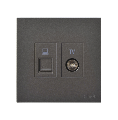 E6- Bộ ổ cắm Tv và dữ liệu Cat6e (Grey)  Simon 725302-61 Màu xám