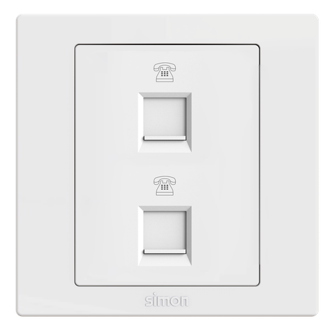 Module Bộ ổ cắm điện thoại đôi màu trắng Simon S5 S5822 lắp đế vuông