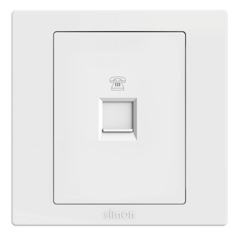 Module Bộ ổ cắm điện thoại đơn màu trắng Simon S5 S5820 lắp đế vuông