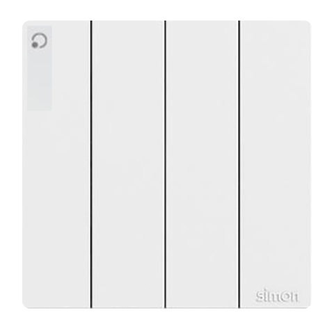 Công tắc bốn 1 chiều 16A Simon K3 571041 Màu trắng lắp chuẩn đế vuông