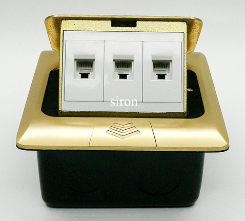 Module Ổ cắm âm sàn gồm 3 ổ mạng (Cat6) màu vàng Simon SEF3888