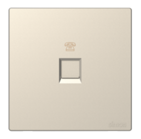 Ổ cắm điện thoại đơn Simon K3 575214-46 Màu sâm panh lắp chuẩn đế vuông