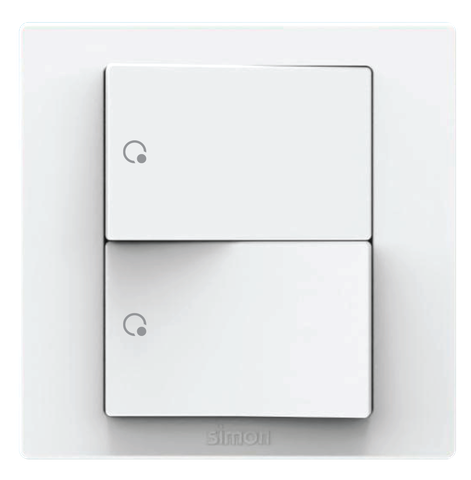 Công tắc đôi 1 chiều màu trắng Simon S5 S5121 lắp đế vuông