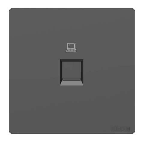 Ổ cắm mạng đơn Simon K3 575218-61 Màu ghi xám lắp chuẩn đế vuông