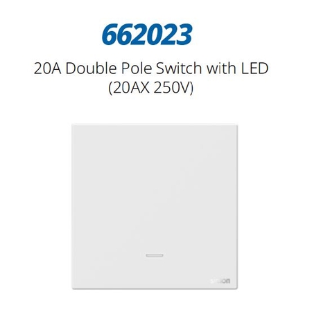 Module công tắc 20A 1 chiều màu trắng Simon Series M7 662023 đế vuông