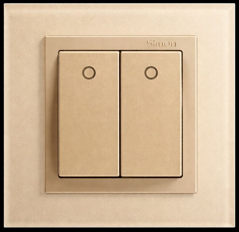 Module Công tắc đôi 16A, 1 chiều Simon V8 80398-56 Màu Sâm panh