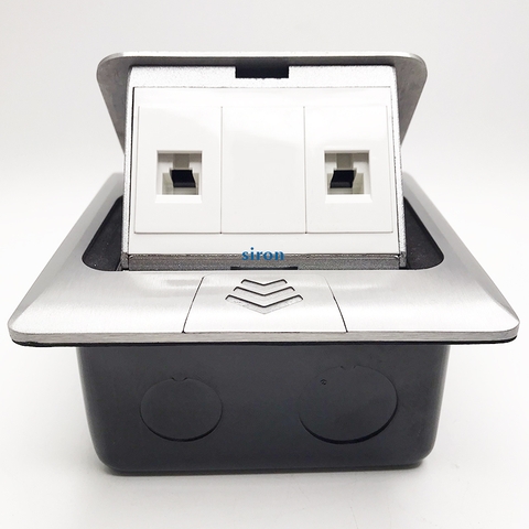 Module Ổ cắm âm sàn gồm 2 ổ cắm mạng Cat6 màu Bạc Simon SEF58P8