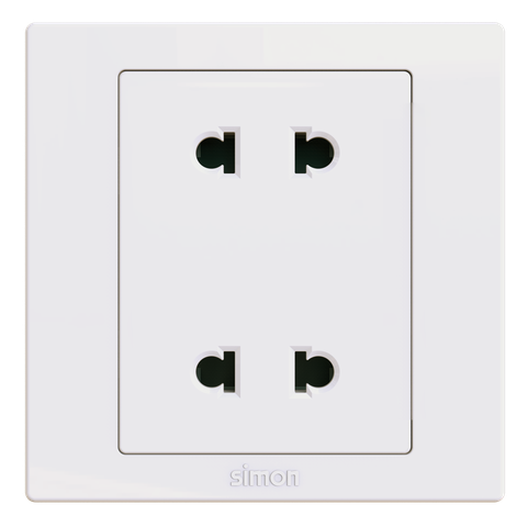 Module Ổ cắm đôi 2 chấu 16A màu trắng Simon S5 S5511 lắp đế vuông
