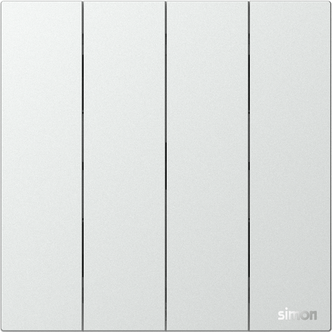 Module công tắc bốn 1 chiều màu bạc mặt kim loại Simon M7 661041M-2A lắp đế vuông