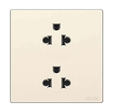 Ổ cắm đôi 3 chấu Âu Mỹ Simon K3 571287-46 Màu sâm panh lắp chuẩn đế vuông