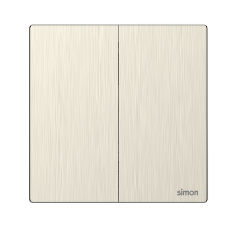 Module công tắc đôi 1 chiều màu vàng gold mặt kim loại Simon M7 661021M-2C lắp đế vuông