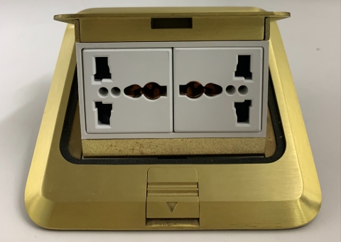 Module Ổ cắm âm sàn Simon ZD011080 gồm 2 ổ cắm đa năng màu vàng