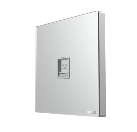 Module ổ cắm điện thoại đơn RJ11 màu Bạc Simon M7 665214-6R đế vuông